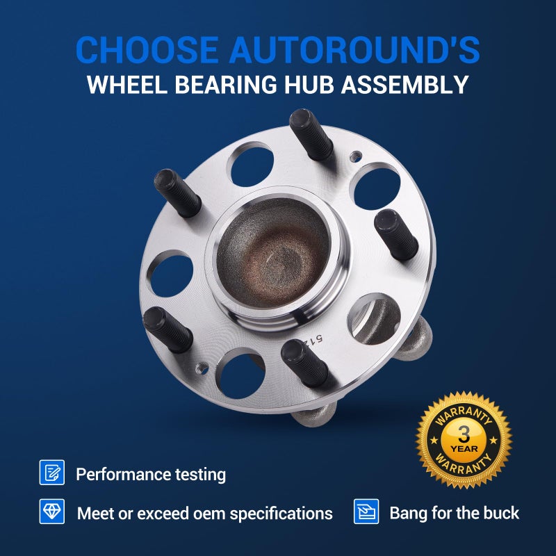 Autoround 512257 Rear Wheel Bearing Hub Assembly Compatible with Honda Civic LX DX GX 2006 2007 2008 2009 2010 2011 5 Lug w/Encoder ABS - Image 5